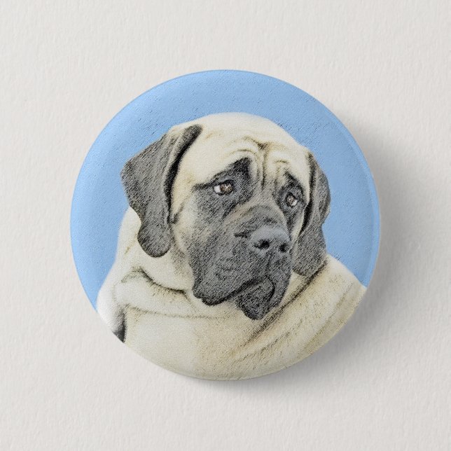 English Mastiff (Fawn) Malerei - Original Dog Art Button (Vorderseite)