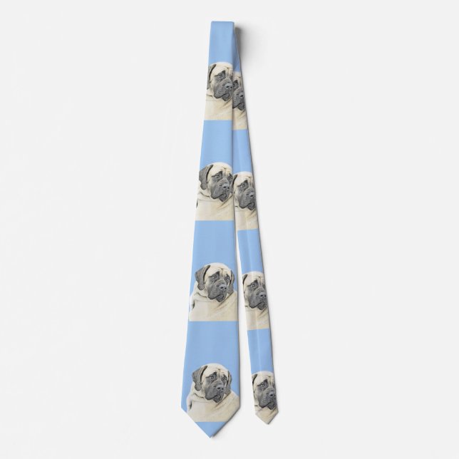 English Mastiff (Fawn) Malerei - Original Dog Art Krawatte (Vorderseite)