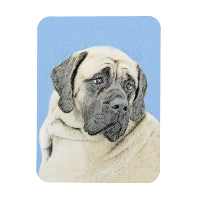 English Mastiff (Fawn) Malerei - Original Dog Art Magnet (Vertikal)