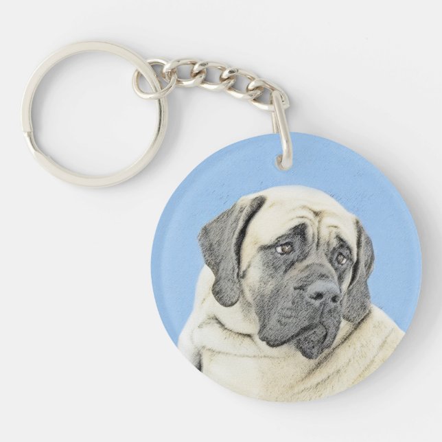 English Mastiff (Fawn) Malerei - Original Dog Art Schlüsselanhänger (Vorderseite)