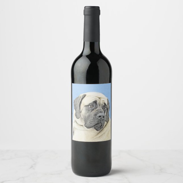 English Mastiff (Fawn) Malerei - Original Dog Art Weinetikett (Vorderseite)