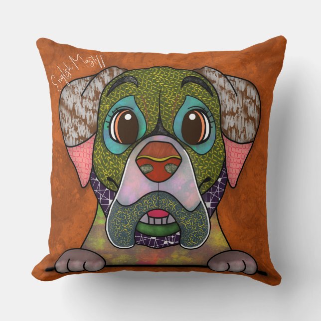 English Mastiff handgemalt Throw Kissen (Vorderseite)