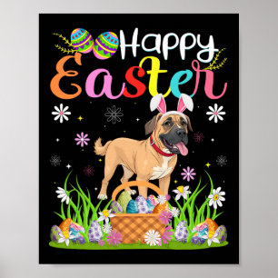 English Mastiff Hund Happy Ostereier Hunt Bunny Ee Poster