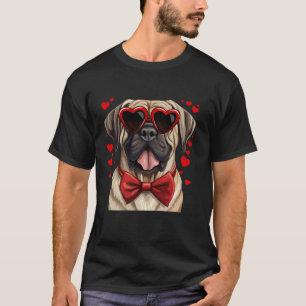 English Mastiff Hund Herz Sonnenbrille Bow Krawatt T-Shirt