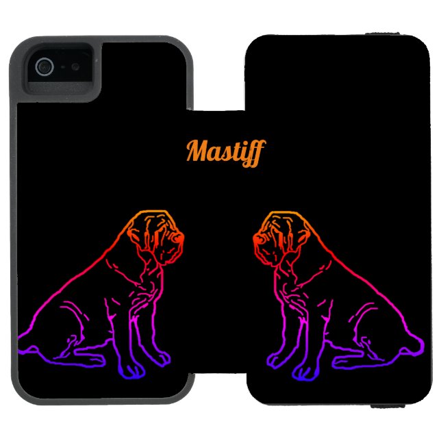 English Mastiff Neon englische Dogge Incipio iPhone Geldbeutel-Hülle (Folio Geöffnet)