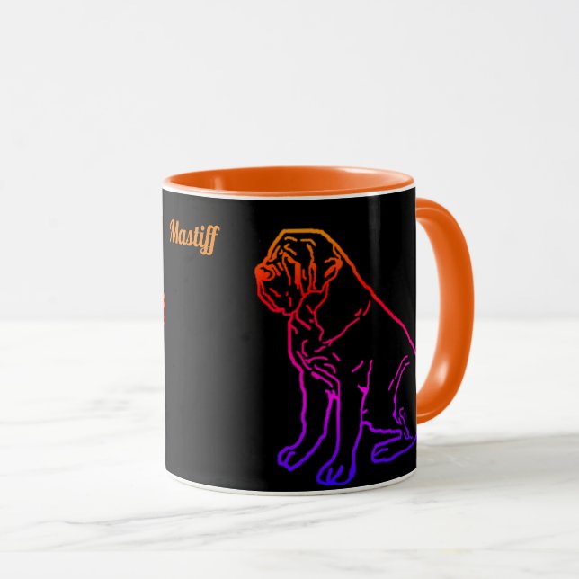 English Mastiff Neon englische Dogge Tasse (VorderseiteRechts)