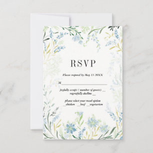 English Meadow Delicate Blume Weddinge RSVP Card Karte