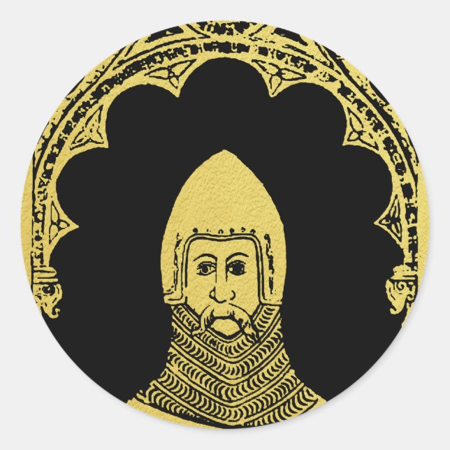 English Medieval Portrait 1355 John, Lord Cobham Runder Aufkleber (Vorderseite)