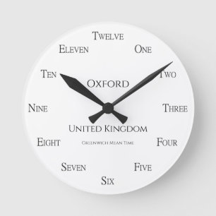 English Numbers Personalized Country Time Zone Runde Wanduhr
