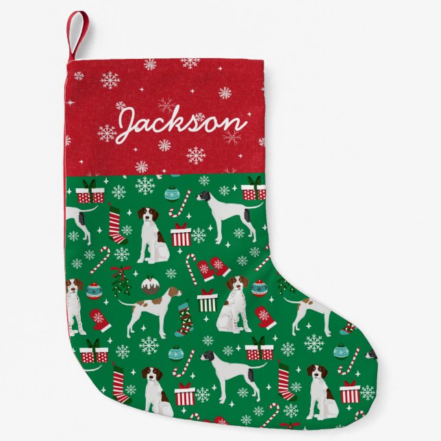 English Pointer custom dog name Strumpf Kleiner Weihnachtsstrumpf (Vorderseite)