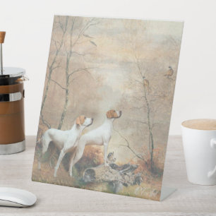 English Pointer jagt die Fasans Sockelschild