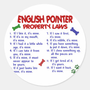 ENGLISH POINTER Property Laws 2 Runder Aufkleber