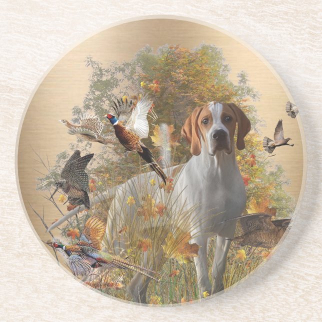 English Pointer Tapestry Metal Print Drawstring B Getränkeuntersetzer (Vorne)