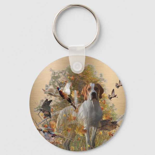 English Pointer Tapestry Metal Print Drawstring B Schlüsselanhänger (Vorderseite)