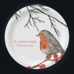 English RedBrustbrust Robin Bird Weihnachten Pappteller<br><div class="desc">Dieses hübsche Rotbrust-Englisch Robin ist hochgeladen,  um Ihnen eine schöne Urlaubssaison zu wünschen. Nutzen Sie dieses klassische Design für Ihre gesamte Feriendekoration.</div>