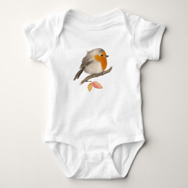 English Robin Bird Baby Strampler (Vorderseite)