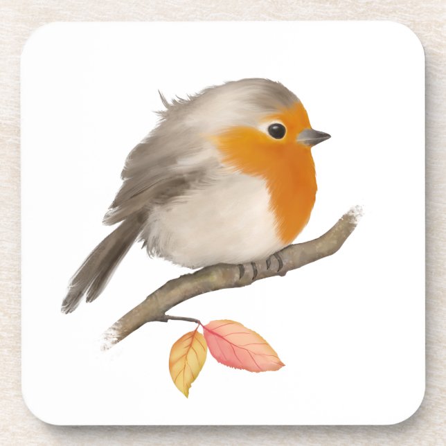 English Robin Bird Getränkeuntersetzer (Vorderseite)