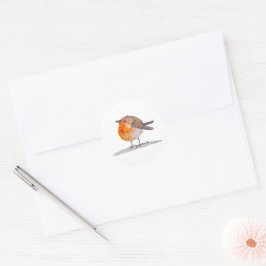 English Robin Watercolor Runder Aufkleber