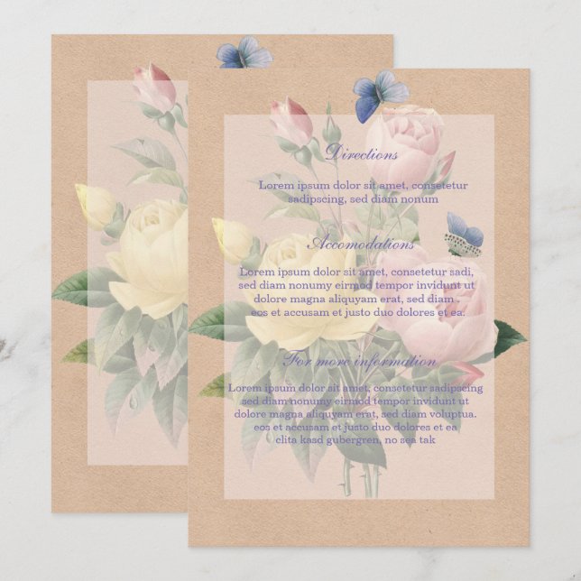 English Rose Garden Wedding Einladung (Vorne/Hinten)
