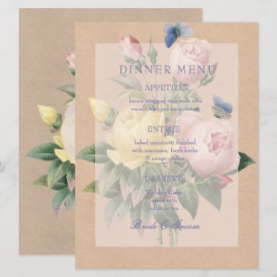 English Rose Garden Wedding Menü Einladung