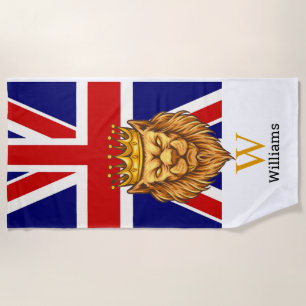 English Royal Lion Monogram Beach Handtuch