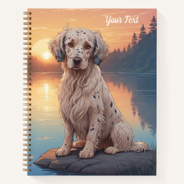 English Setter am See Notizbuch (Vorderseite)