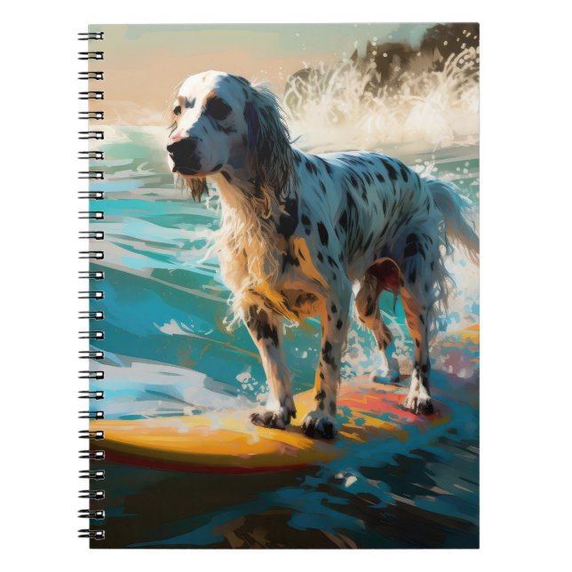 English Setter Beach Surfgrafik Notizblock (Vorderseite)