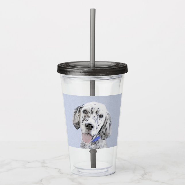 English Setter Blue Belton Malerei Hund Art Acryltrinkbecher (Vorderseite)