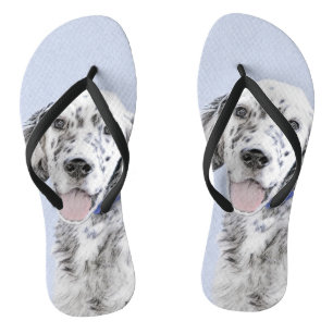 English Setter Blue Belton Malerei Hund Art Flip Flops