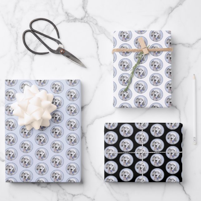 English Setter Blue Belton Malerei Hund Art Geschenkpapier Set (Vorderseite)