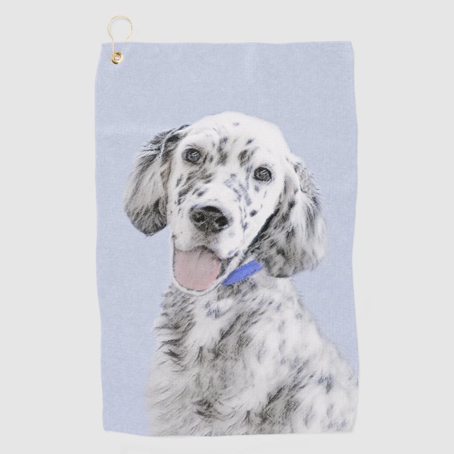 English Setter Blue Belton Malerei Hund Art Golfhandtuch (Vorderseite)
