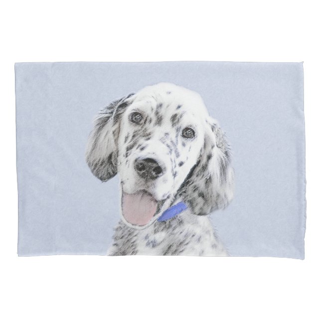 English Setter Blue Belton Malerei Hund Art Kissenbezug (Vorderseite)