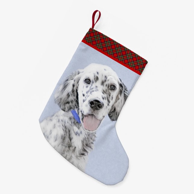 English Setter Blue Belton Malerei Hund Art Kleiner Weihnachtsstrumpf (Vorderansicht (hängend))