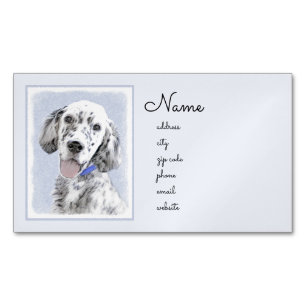 English Setter Blue Belton Malerei Hund Art Magnetische Visitenkarte
