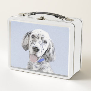 English Setter Blue Belton Malerei Hund Art Metall Brotdose