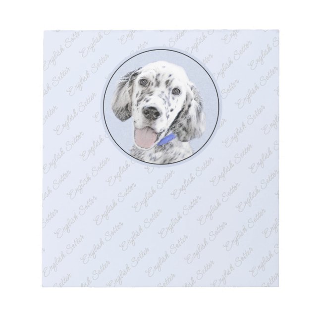 English Setter Blue Belton Malerei Hund Art Notizblock (Vorderseite)
