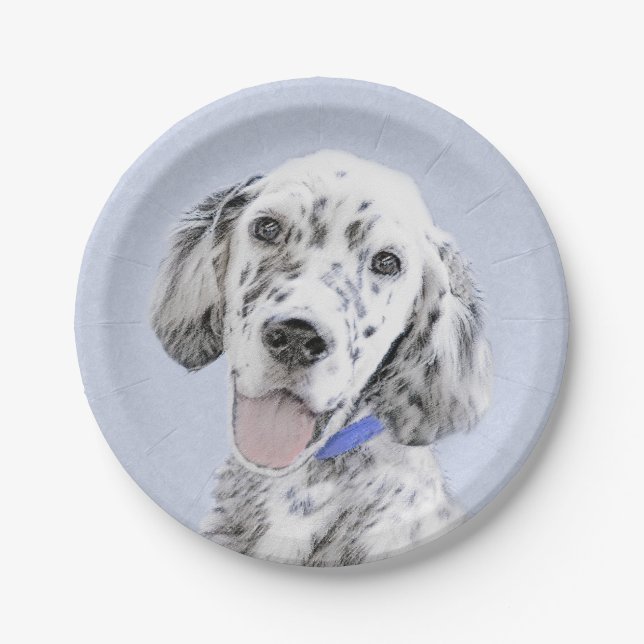 English Setter Blue Belton Malerei Hund Art Pappteller (Vorderseite)