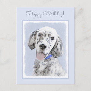 English Setter Blue Belton Malerei Hund Art Postkarte