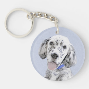 English Setter Blue Belton Malerei Hund Art Schlüsselanhänger