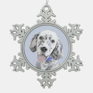 English Setter Blue Belton Malerei Hund Art Schneeflocken Zinn-Ornament