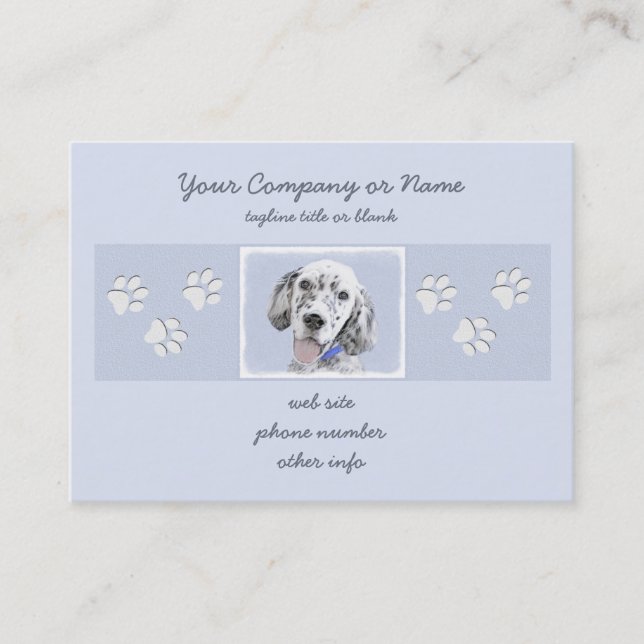 English Setter Blue Belton Malerei Hund Art Visitenkarte (Vorderseite)