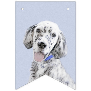 English Setter Blue Belton Malerei Hund Art Wimpelkette