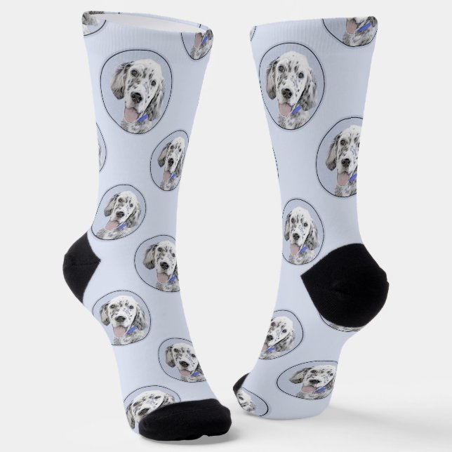 English Setter Blue Belton Painting Pet Dog Art Socken (Gewinkelt)