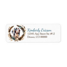 English Setter Boho Feather Wreath Rücksendeadress