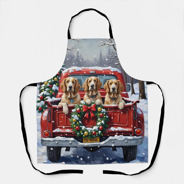 English Setter Christmas Red Truck Holiday Schürze (Vorderseite)