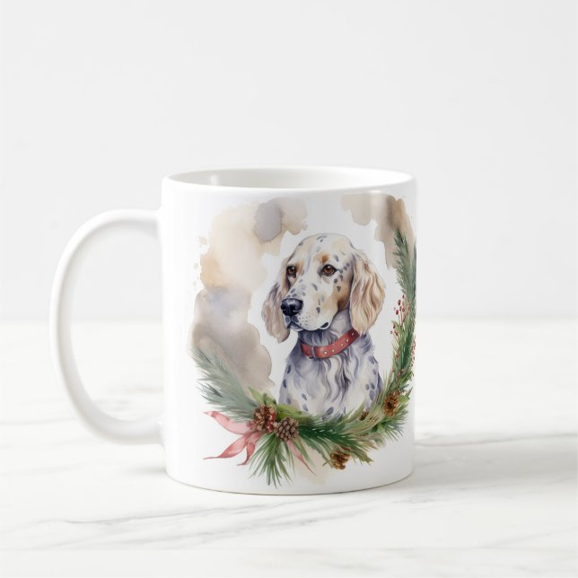 English Setter Christmas Wreath Festivals Kaffeetasse (Links)