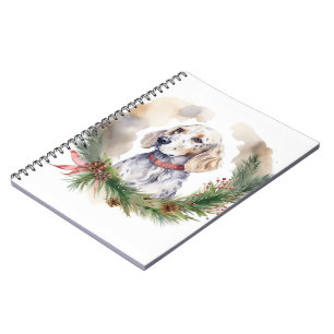 English Setter Christmas Wreath Festivals Notizblock