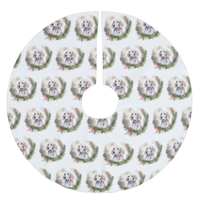 English Setter Christmas Wreath Festivals Polyester Weihnachtsbaumdecke (Vorderseite)