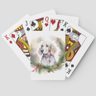 English Setter Christmas Wreath Festivals Spielkarten
