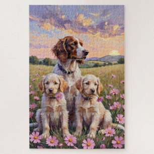 English Setter Cosmos Wiesen Kunst